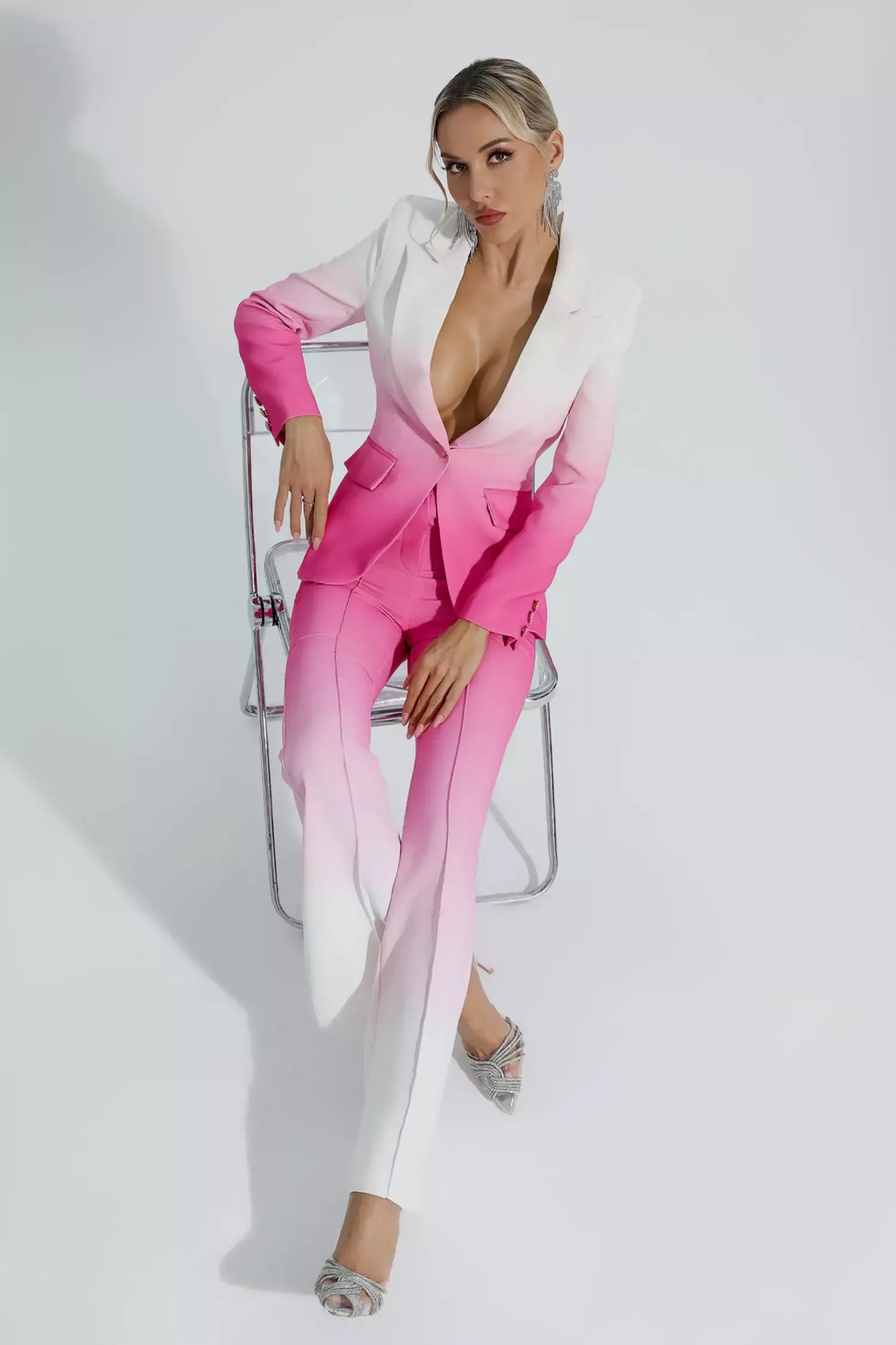 Anya Degrade Pembe Blazer Takım