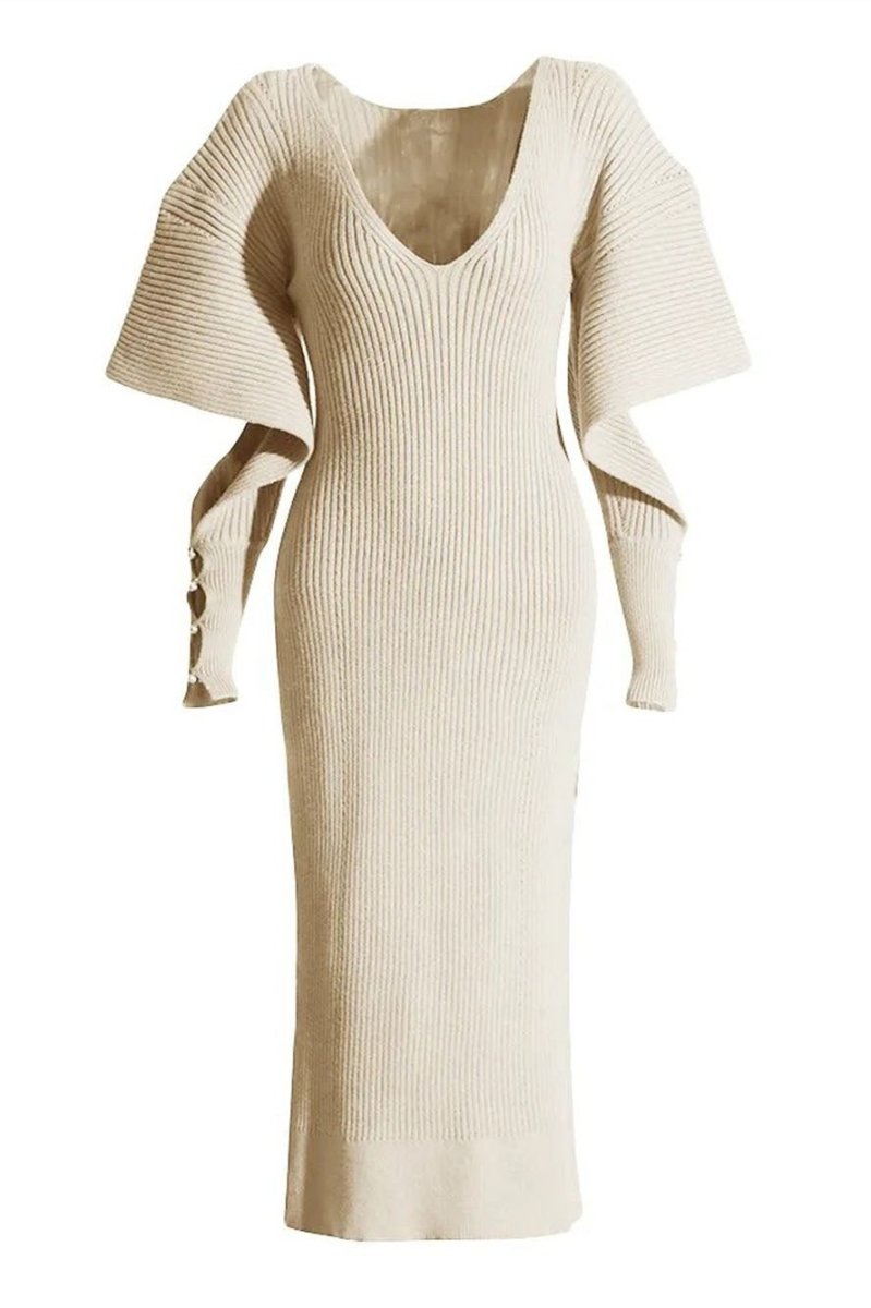 Alberta Cut-Out Batwing Kol Midi Triko Elbise