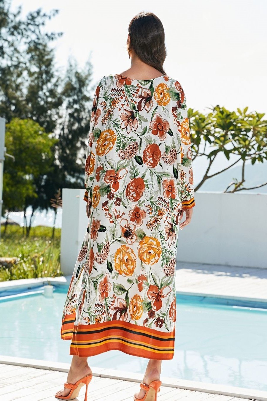 Vera Çiçek Baskılı Maxi Kaftan
