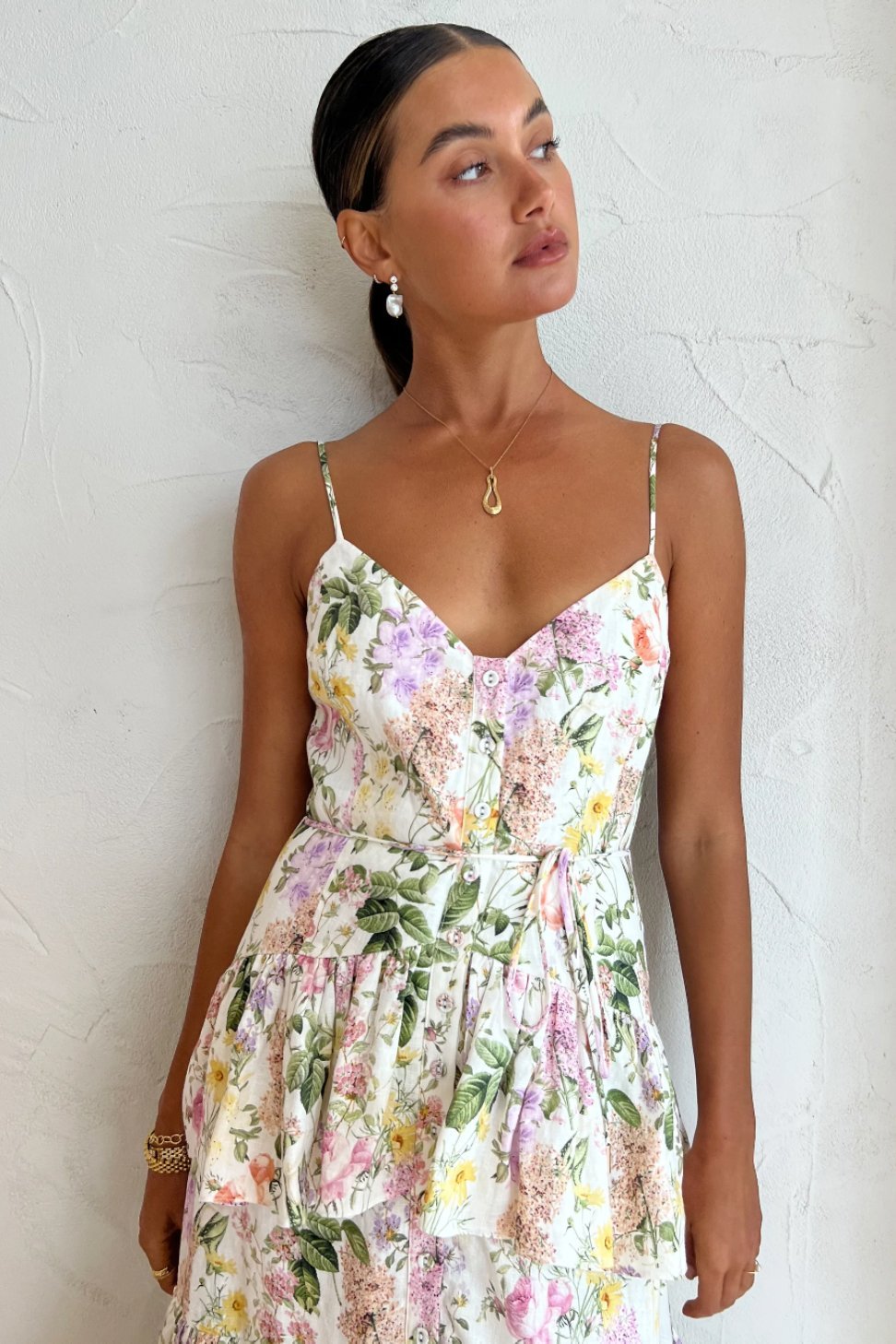 Vera Baskılı Katlı Maxi Sundress