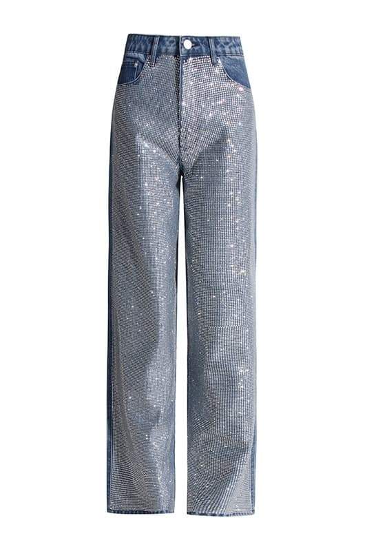 Zoe Kristal Taşlı Düz Paça Jean