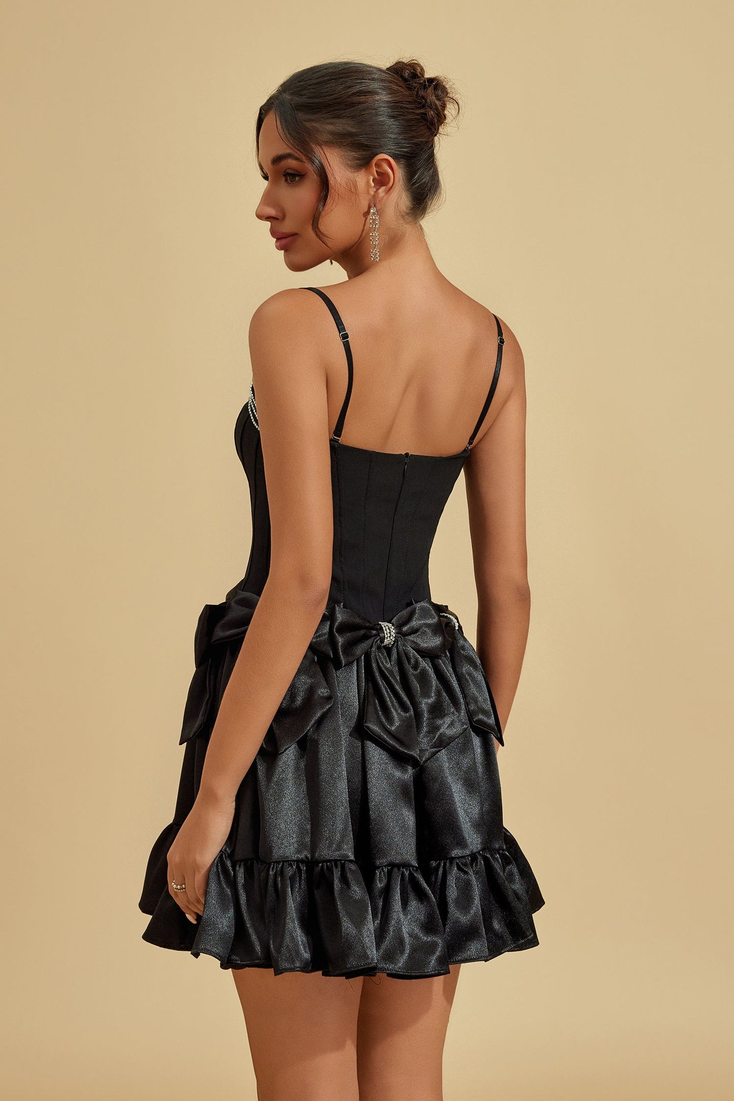 Regina Noir Fiyonklu Mini Elbise