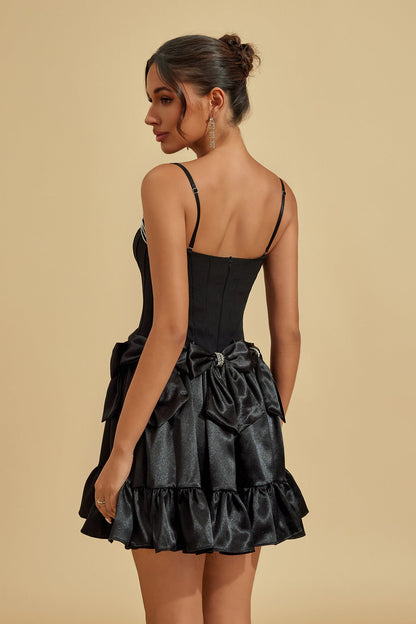 Regina Noir Fiyonklu Mini Elbise