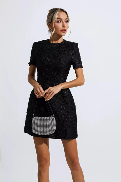 Astrid Pembe Jakarlı Çiçekli Mini Elbise(Run Small)