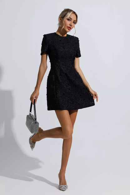 Astrid Pembe Jakarlı Çiçekli Mini Elbise(Run Small)