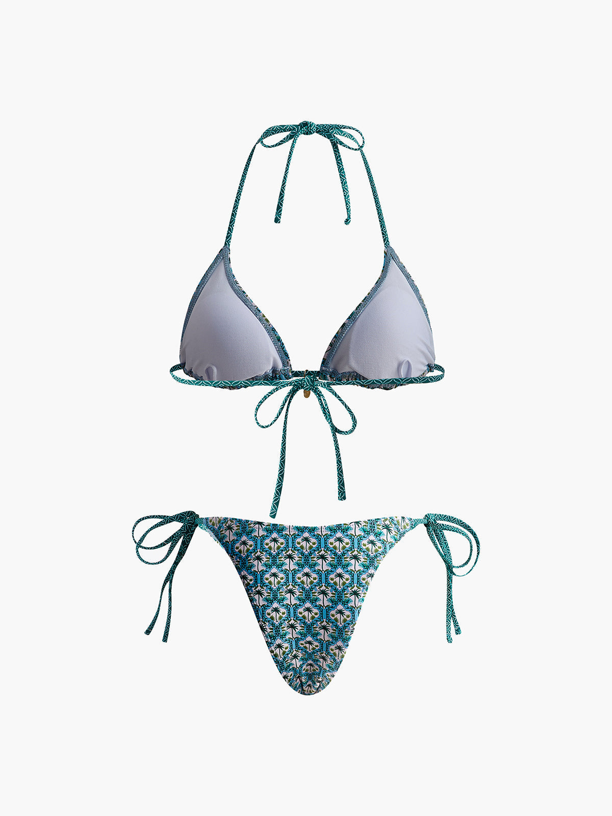 Baskılı Dantelli Bikini Takımı