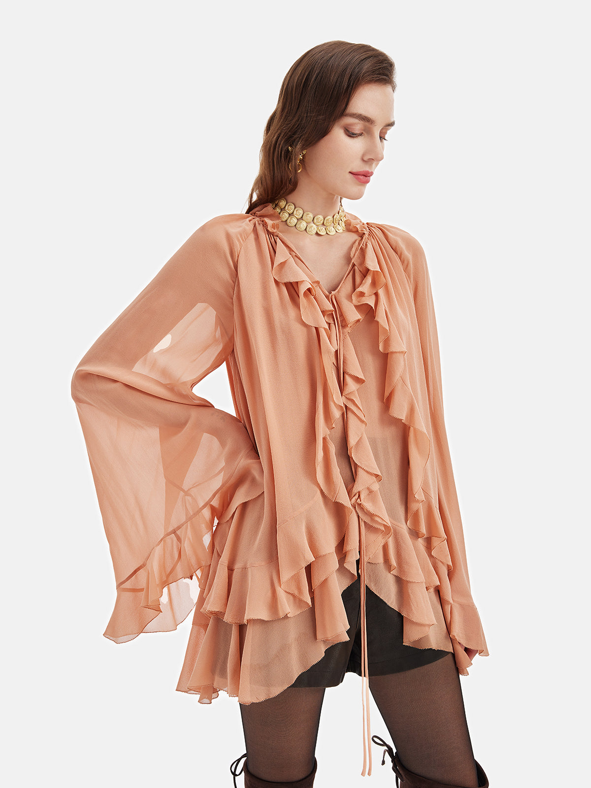 Fransız Fırfırlı Peplum Üst