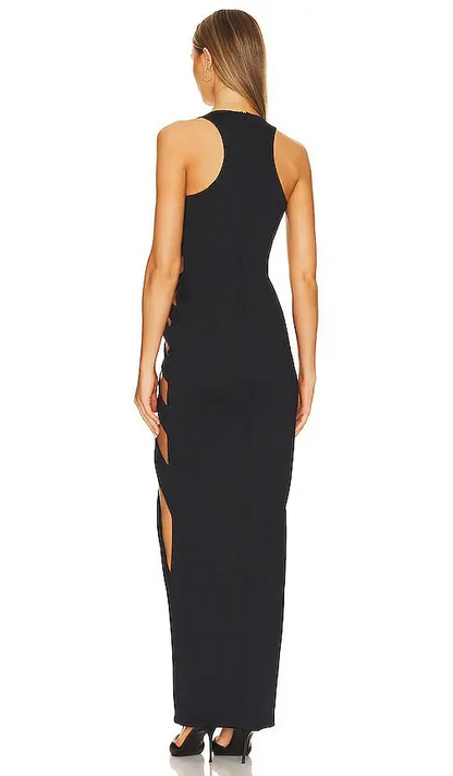 Yarasa Yaka Cut-Out Midi Elbise