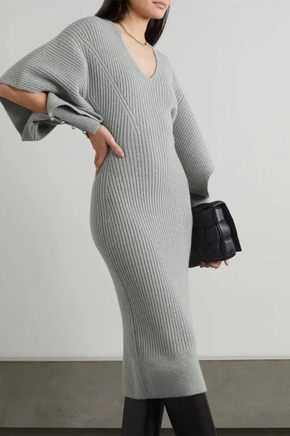 Alberta Cut-Out Batwing Kol Midi Triko Elbise