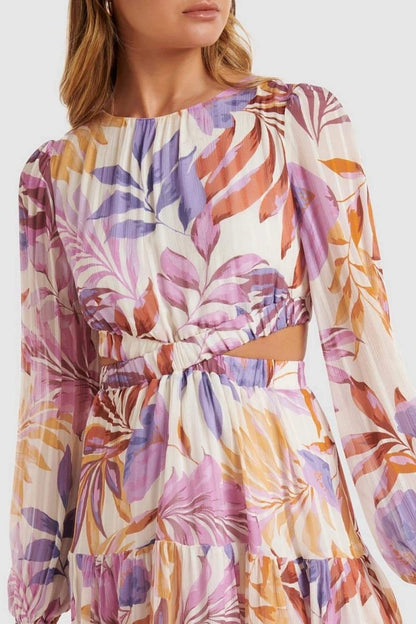 Cecilia Baskılı Cut-Out Mini Elbise