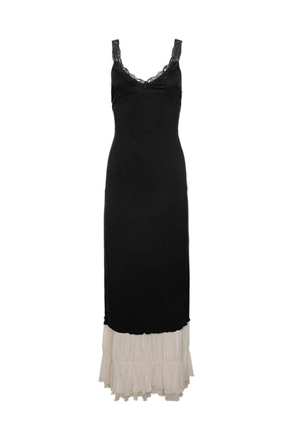 Irene V Yaka Dantelli Maxi Elbise