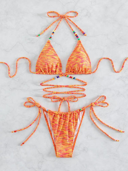 Yeşim Baskılı Boncuklu Bikini