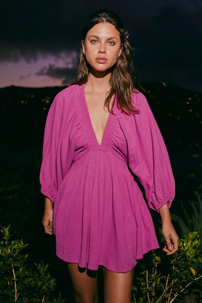 Julie V Yaka Flare Mini Elbise