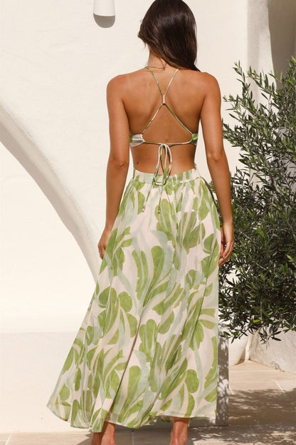 Olivia Çiçek Baskılı Cut-Out Midi Elbise