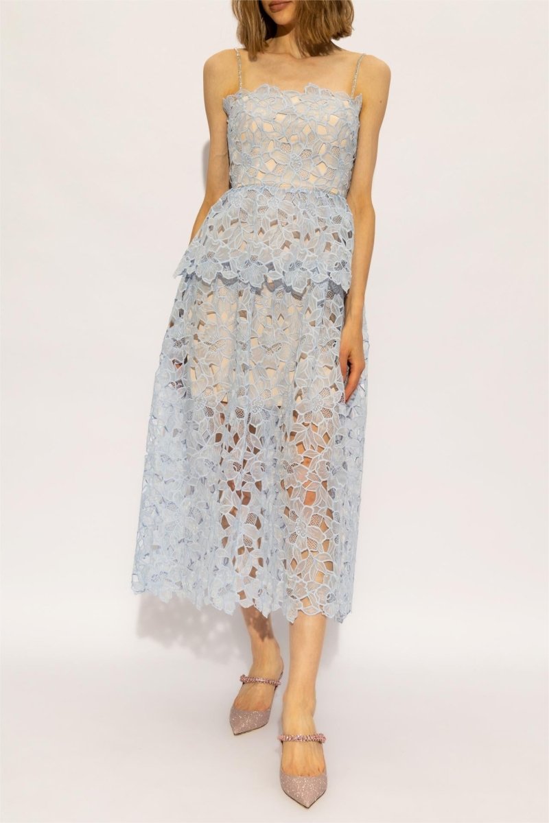 Ophelia Dantelli Katlı Cami Midi Elbise
