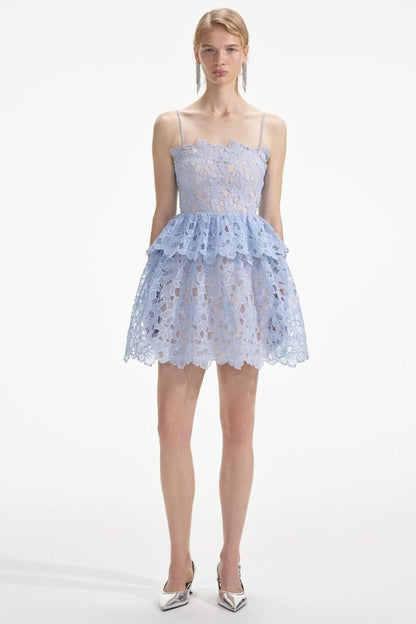 Ophelia Dantelli Katlı Cami Mini Elbise