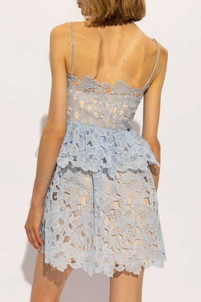 Ophelia Dantelli Katlı Cami Mini Elbise