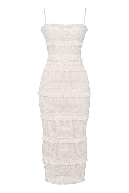 Orkide Plise Kesimli Slip Maxi Elbise