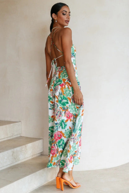 Priscilla Baskılı Tek Omuz Flare Midi Elbise