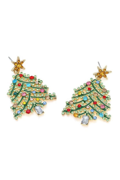 Yapay Elmas Noel Ağacı Damla Küpe