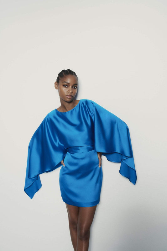 Roxanne Batwing Saten Mini Elbise