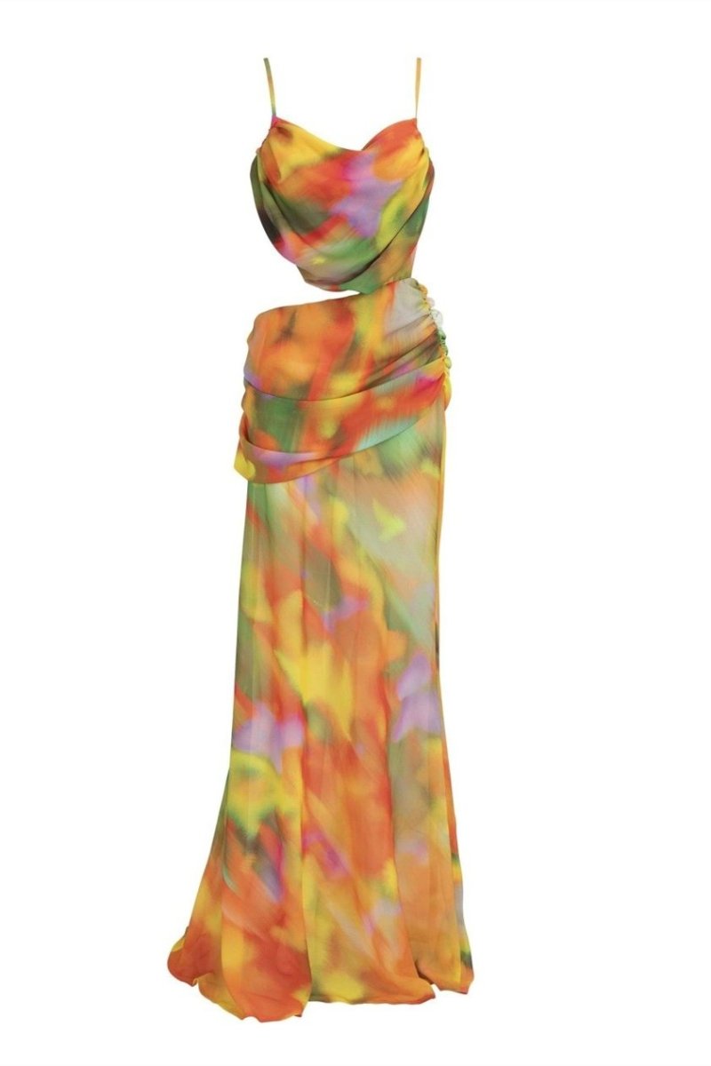 Ruth Baskılı Cut-Out Maxi Elbise