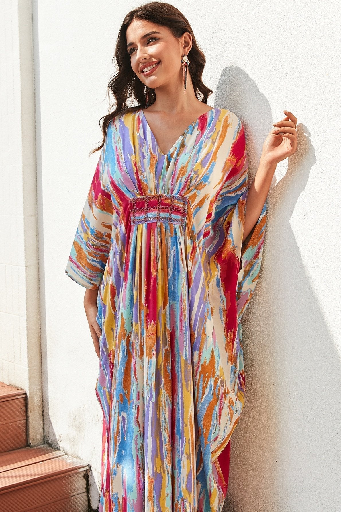 Sibley Soyut V Yaka Maxi Kaftan