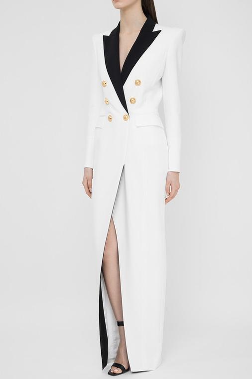 Silas Blok Renk Smokin Maxi Blazer Elbise