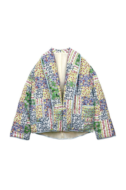 Teagan Patchwork Çiçek Desenli Kapitone Şişme Ceket