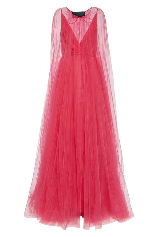 Veromca Pelerinli V Yaka Maxi Slip Elbise