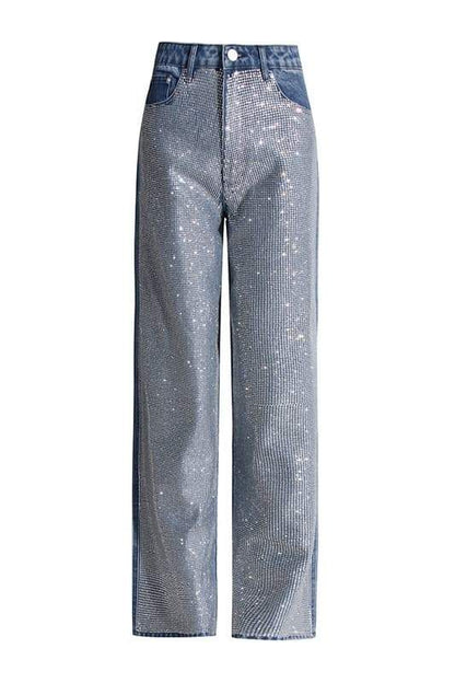 Zoe Kristal Taşlı Düz Paça Jean